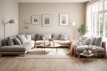 Fototapeta premium Interior of a Scandinavian style living room
