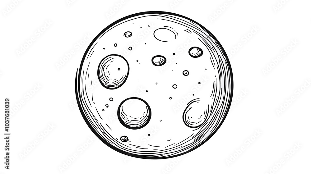 Poster a minimalist planet design, with only one or two features like craters and a moon. perfect as a simp