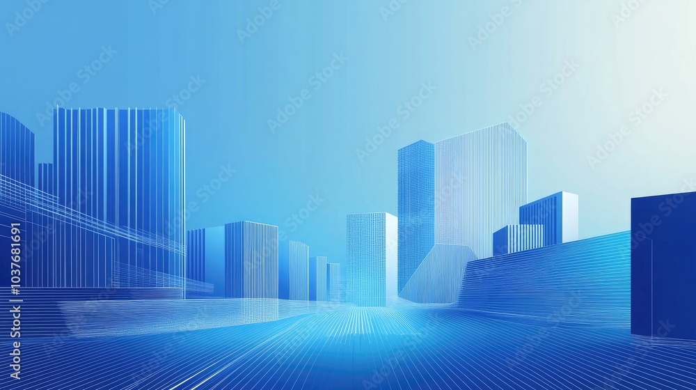 Aufkleber 3d linear illustration of urban architectural design featuring a modern abstract background element