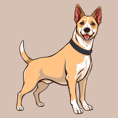 Dog Full Body with Cartoon Style For Logo and Illustration. Vector Icon Illustration Animal Icon Concept Isolated Premium Vector. Flat Cartoon Style.