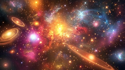 Obraz premium Outer space art featuring a beautiful composition of bright stars nebulas and galaxies in a 3D cartoon rendering