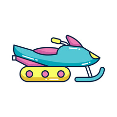 Colorful snowmobile snow sport icon illustration