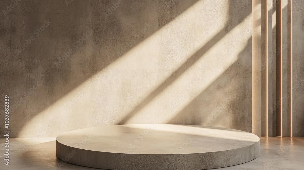 Poster 3d rendering of a minimal abstract brown concrete background featuring light for showcasing products