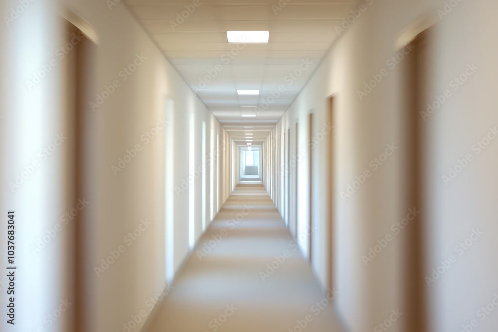 Poster blurred office corridor: office corridor blurred for a defocused effect, serving as a dynamic backgr