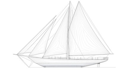 Simple outline of a sailboat with smooth angular lines