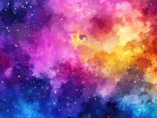 Fototapeta premium Cosmic Tie Dye Illustration with vibrant watercolor effects Acidic neon textures create a magical hand drawn fantasy background with a grunge dirty art style