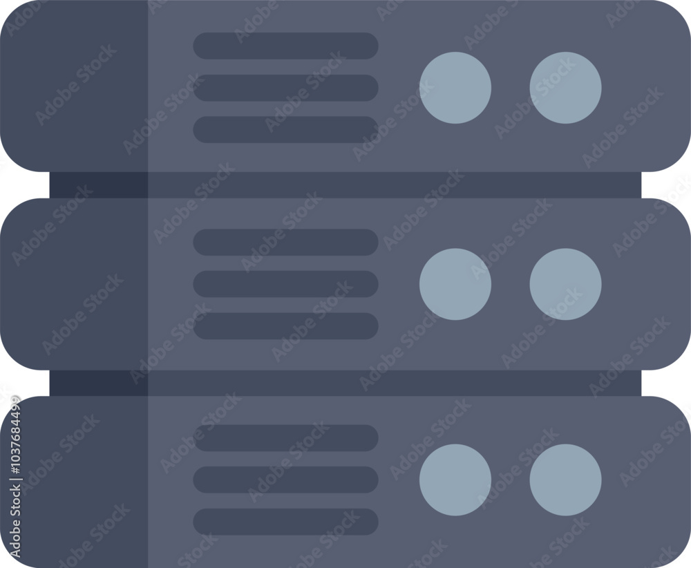 Poster database server icon in flat style showing a data storage system