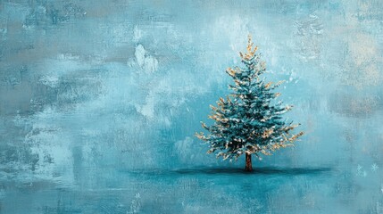 Abstract holiday tree against a soft blue backdrop