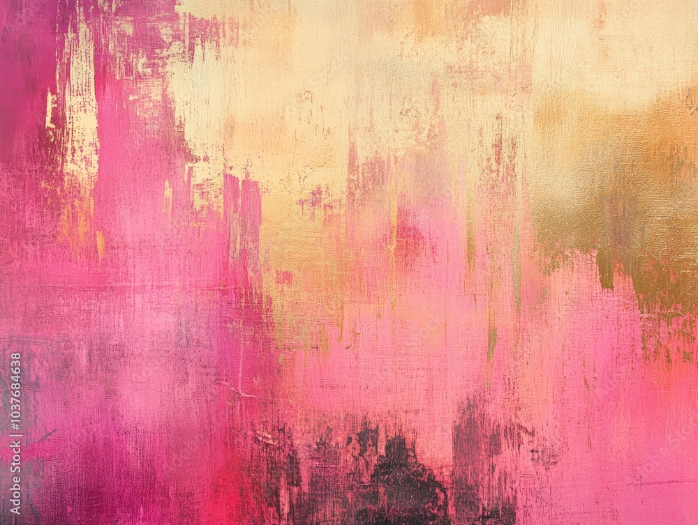 Poster a vibrant and striking abstract composition featuring pink and gold hues this soft backdrop in paste