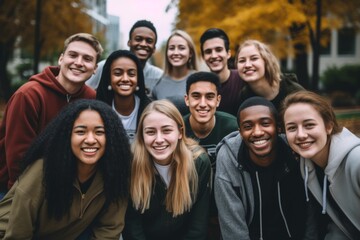 Portrait of a smiling diverse group of students