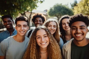Obraz premium Portrait of a smiling diverse group of students