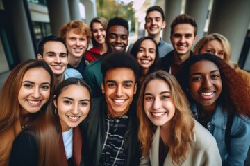 Portrait of a smiling diverse group of students