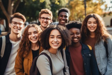 Fototapeta premium Portrait of a smiling diverse group of students