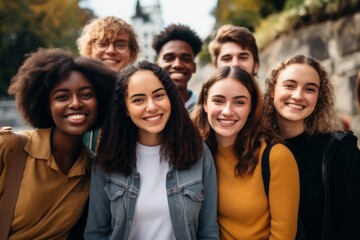 Portrait of a smiling diverse group of students