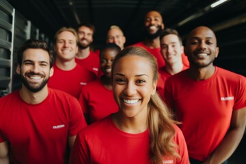 Obraz premium Portrait of a smiling diverse moving crew