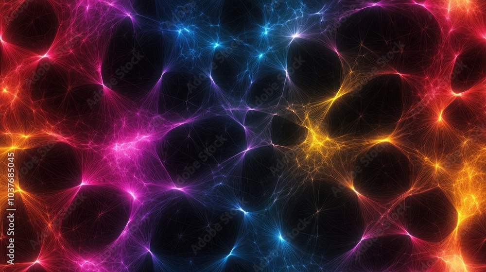 Poster intricate abstract background featuring detailed interconnected stars in a seamless grid pattern per