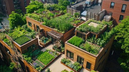 Fototapeta premium Rooftop gardens atop residential structures