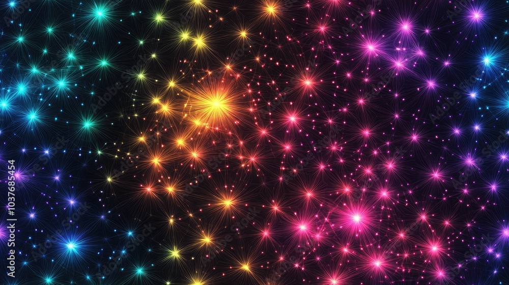 Poster intricate abstract background featuring detailed interconnected stars in a seamless grid pattern per