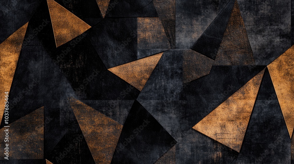 Poster a dark background featuring a tissue like design in shades of black and brown with a square geometri