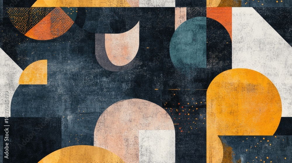 Poster abstract geometric pattern with textured elements seamless design raster version