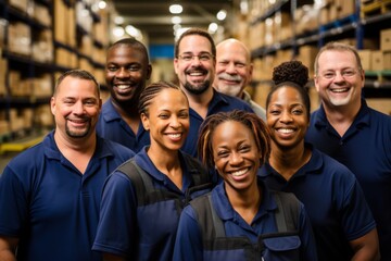 Fototapeta premium Portrait of a smiling diverse moving crew