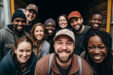 Portrait of a smiling diverse moving crew