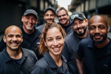 Fototapeta premium Portrait of a smiling diverse moving crew