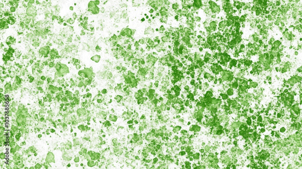 Poster seamless abstract green grunge texture on white background featuring staggered small floral fractal 