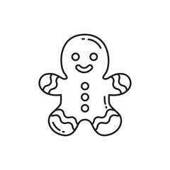 Cute smiling gingerbread cookie icon