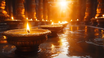 The Diyas or Indian style decorative lamps are characterized by their intricate designs using candles to illuminate the intricate patterns. They are often used during festivals such as Diwali.