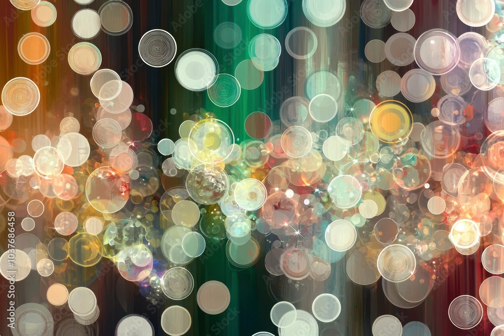 Wall mural abstract art with overlapping circular shapes and blurred background