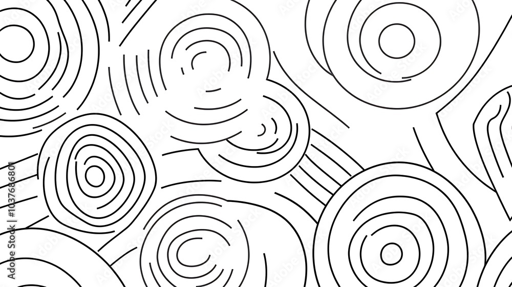 Poster a simple coloring page with circles, triangles, spirals, and stripes, arranged in a fun pattern for 