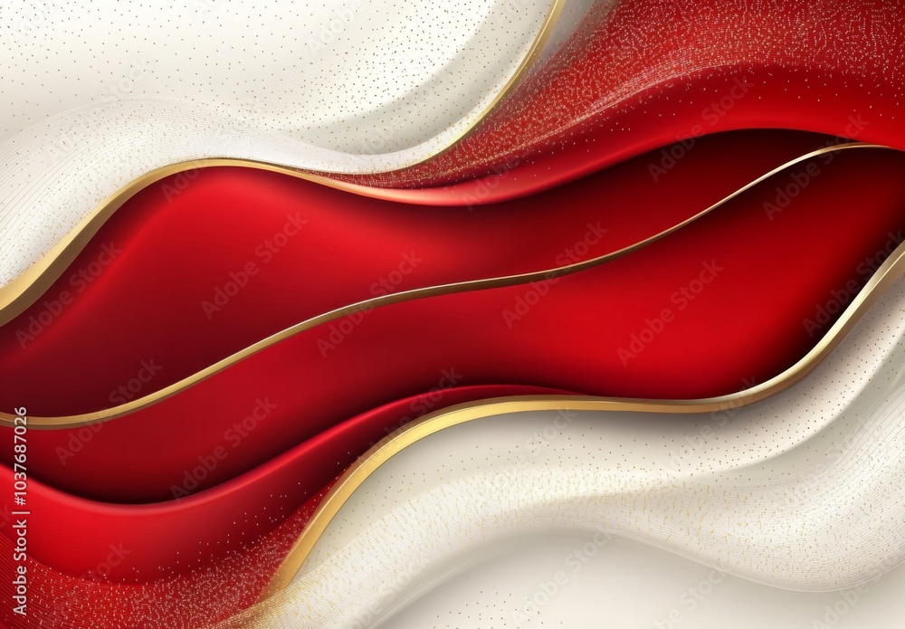 Poster artistic interpretation of waves in a vibrant red hue.