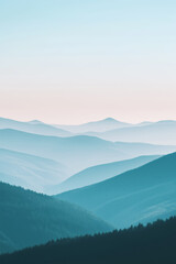 Obraz premium Beautiful landscape of misty mountain ranges