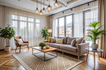 Obraz premium Bright and Airy Living Room