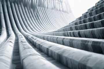 Obraz premium Abstract Curved Concrete Structure with Geometric Steps