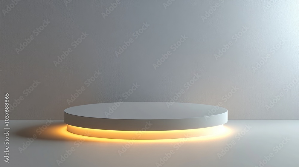 Aufkleber illuminated round white pedestal on a white background abstract high quality 3d concept featuring sp