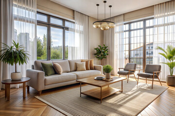 Fototapeta premium Bright and Airy Living Room