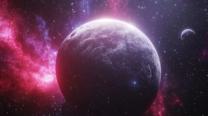 Obraz premium Stars of a planet and galaxy in free space depicted in 3D cartoon rendering