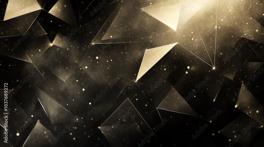 Poster glossy polygonal mesh map featuring a glare effect abstract mesh lines triangles and light spots on 