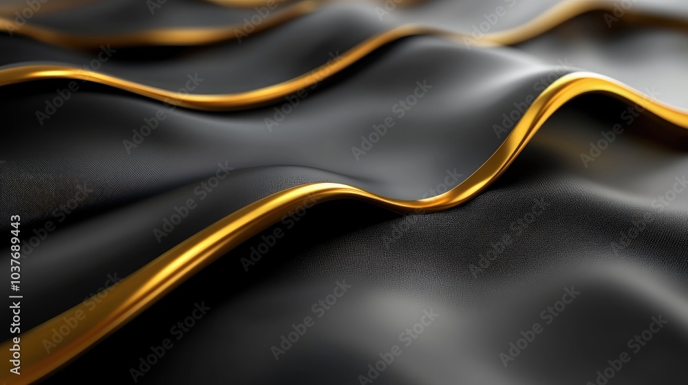 Poster elegant abstract background featuring a wavy band with black and gold edges creating a calm and mode