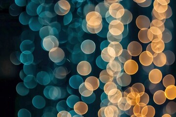 Abstract Bokeh Background with Blue and Golden Circles
