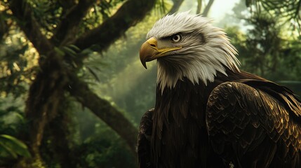 Eagle in its natural habitat showcasing a sharp focus and keen intellect