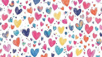 Colorful hearts on a white background create a charming backdrop featuring random mini hearts and an abstract pattern ideal for children s themes or Valentine s designs vector illustration