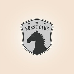 silhouette head horse for stable badge logo vector illustration design