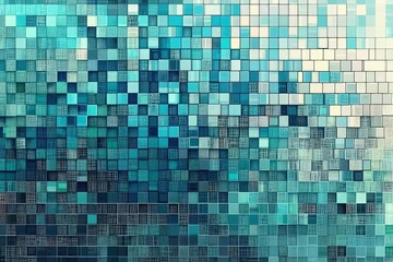 Abstract Pattern of Blue and White Squares with Grids