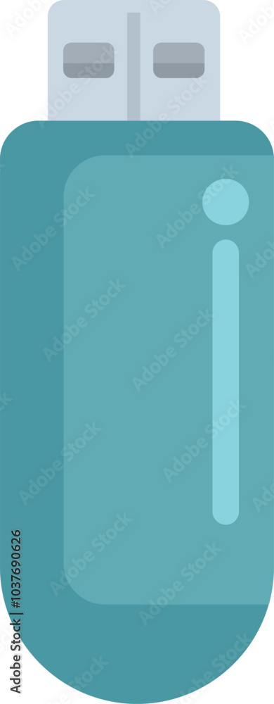 Poster small, rectangular usb flash drive with a blue casing is shown, representing the concept of portable