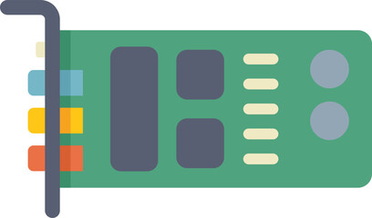 Minimalist vector illustration of a sound card, featuring input and output jacks