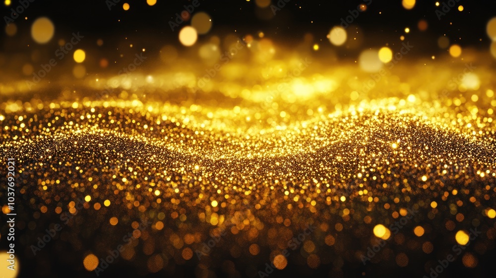 Poster abstract bokeh background golden yellow glow particle,generative ai