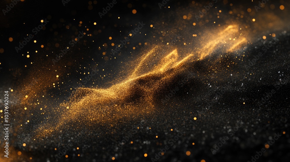 Poster abstract bokeh background golden yellow glow particle,generative ai